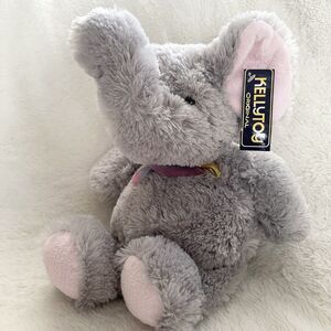 Kellytoy Grey Elephant 14” Pink Ribbon Plush Soft Stuffed Animal Doll